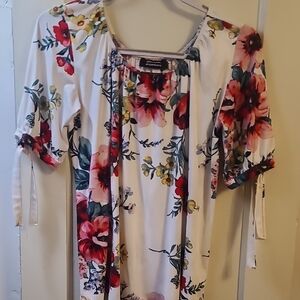 Floral Women's Blouse - White and Red